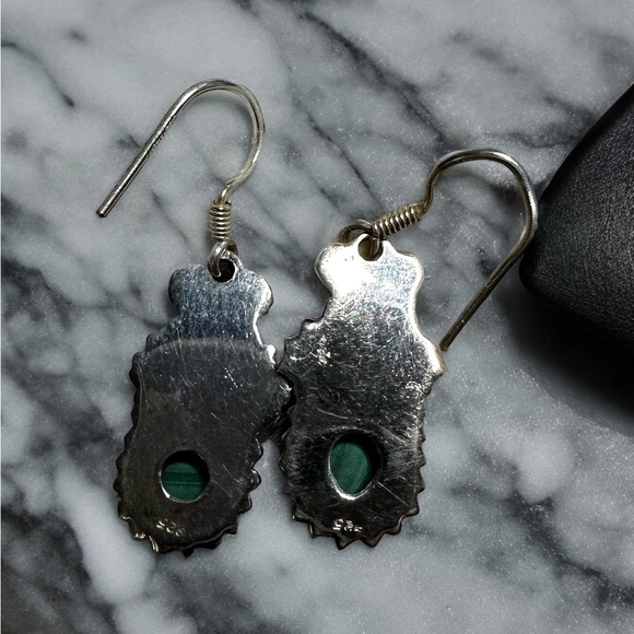Malachite Sterling Silver Drop Earrings - Picture 6 of 11